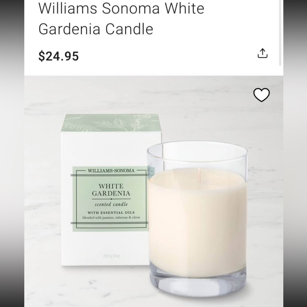 Williams Sonoma Cream White Gardenia Candle